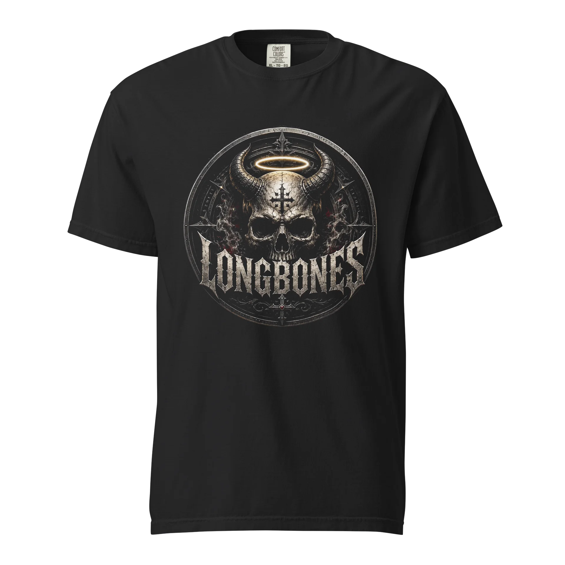 Longbones - Horns n halo skull tshirt product image (1)