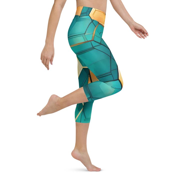 Hexagonal Harmony: Teal and Gold Geometric Fusion product image (1)