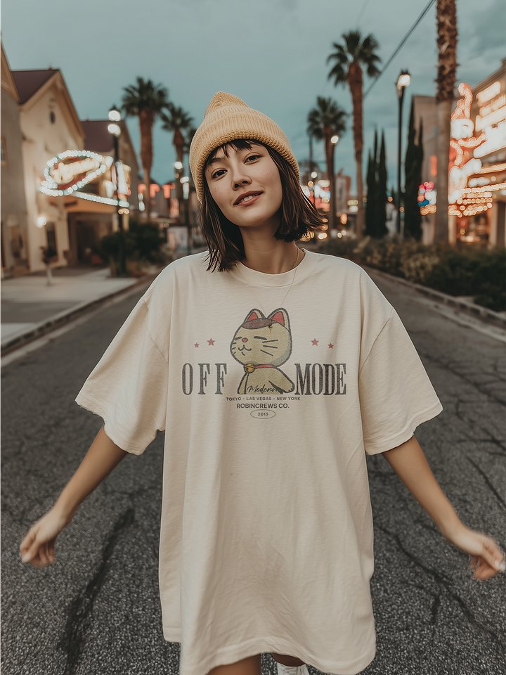 Off Mode Cat T Shirt Relaxed Graphic Tee product image (1)