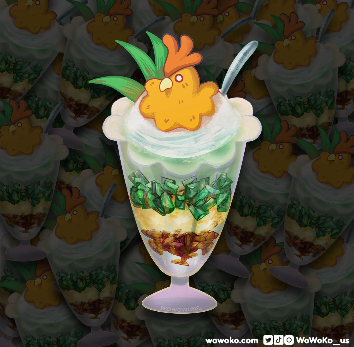 Zodiac Drink - Three Color Rooster Dessert - Sticker product image (3)
