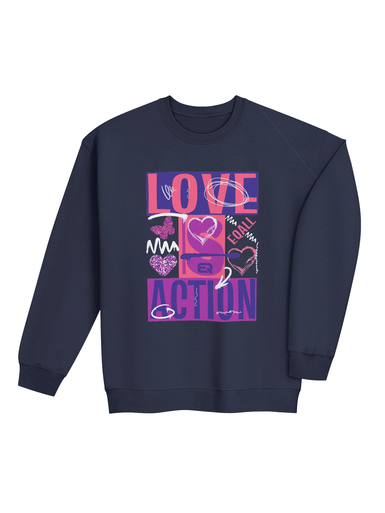 Love is Action! Unisex Gildan Crewneck Sweatshirt_EQALL® Originals_Pop Purple / Pink product image (28)