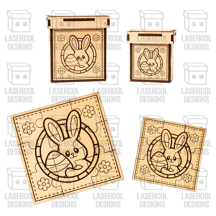 Easter Bunny Puzzle With Box Set 4 (2 Sizes) - Laser Cut Files product image (2)