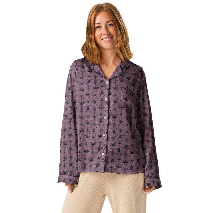 Spooky Spiders Halloween Pajama Shirt in Purple product image (1)
