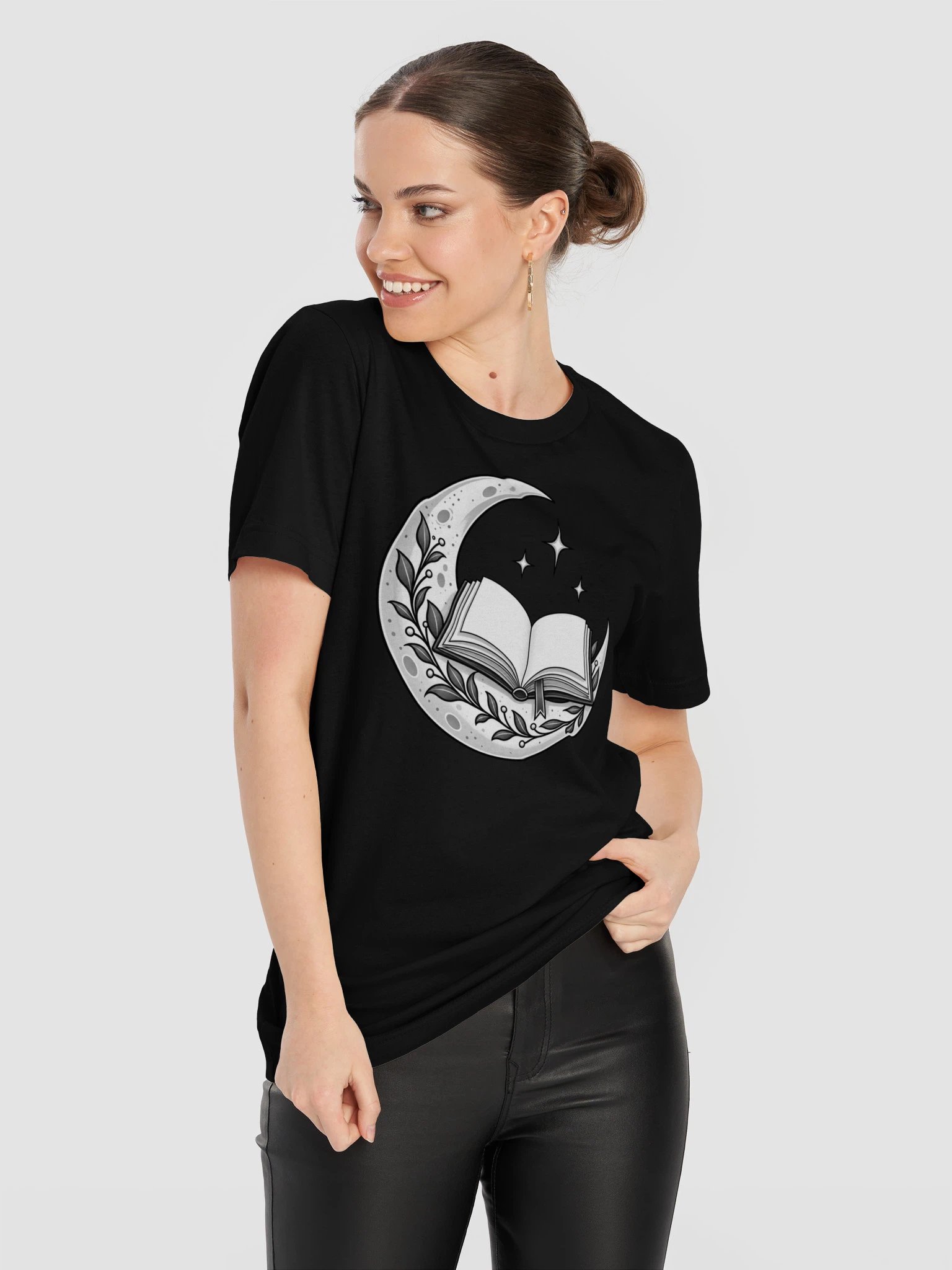Moonlit Pages Black and White T-Shirt product image (8)
