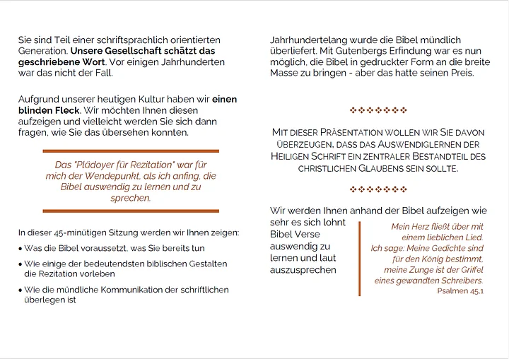 The Case for Recitation promo booklet - German product image (2)