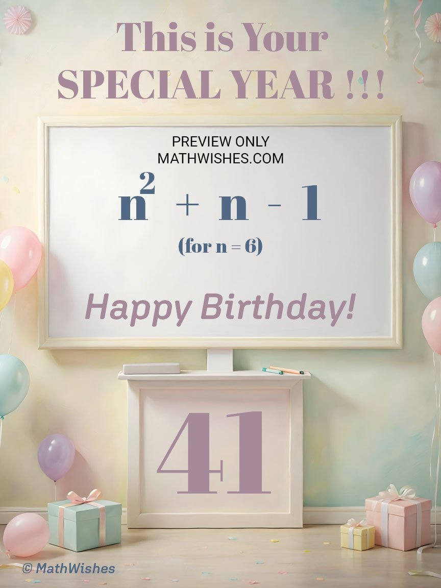 41st Birthday Card - Algebra Equation product image (1)