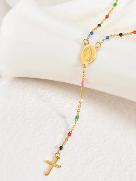 Médaille Croix & Perles - Acier Inoxydable product image (2)