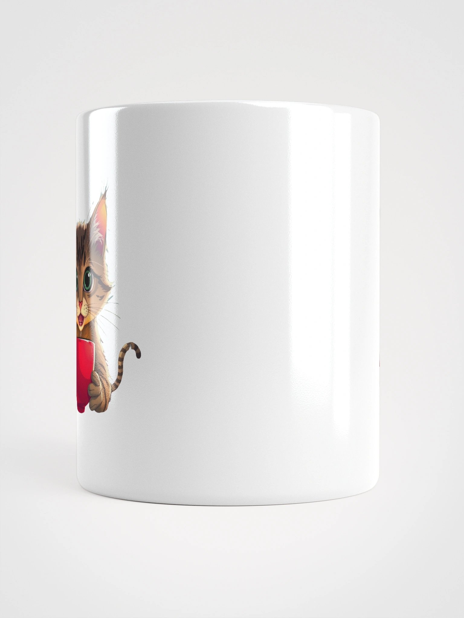 White Glossy Mug-Cat with a Cup of Coffee product image (16)