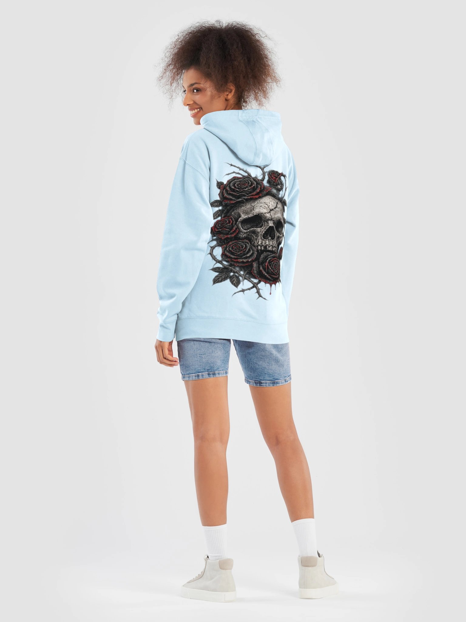 GOTHIC SKULL & BLOODY ROSES DOUBLE-SIDED GRAPHIC HOODIE | DARK ROMANCE HOODIE product image (6)