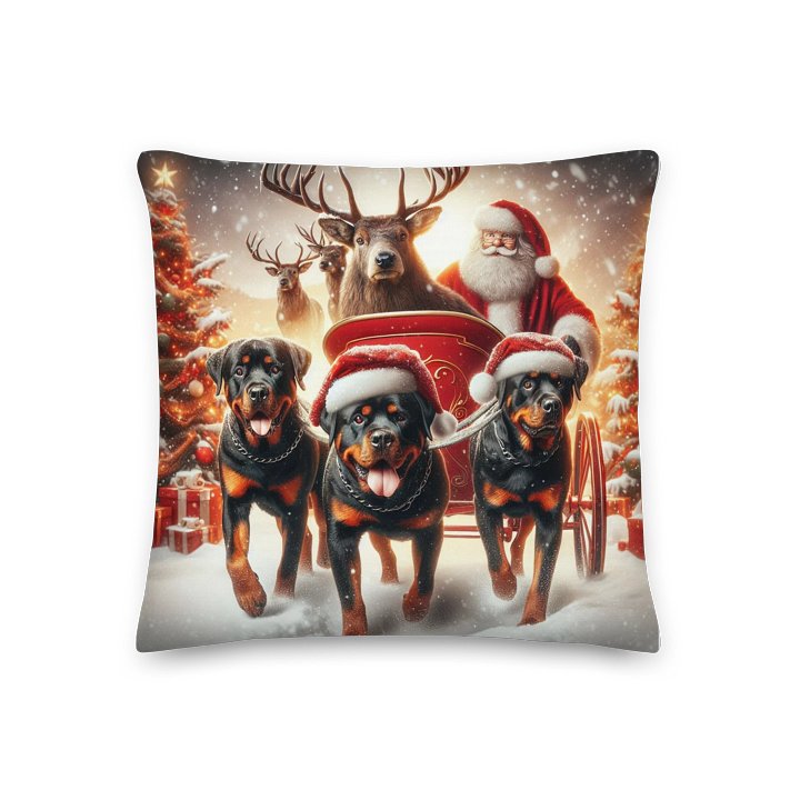 Santa's Rottweiler Sleigh Ride Premium Pillow product image (1)