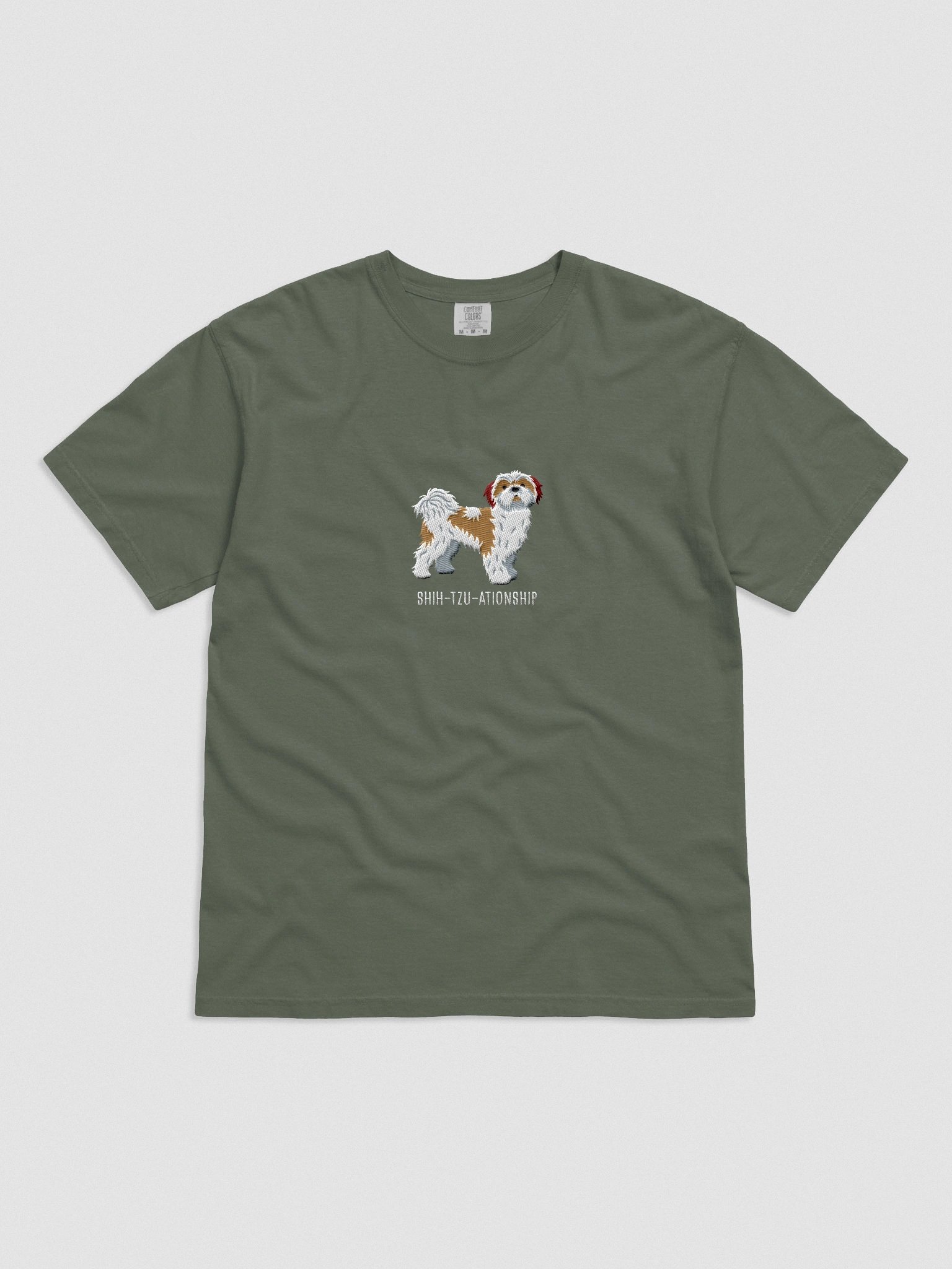 Shih-Tzu-ationship T-Shirt(Embroidered) of a Shih Tzu(Brown & White) product image (4)