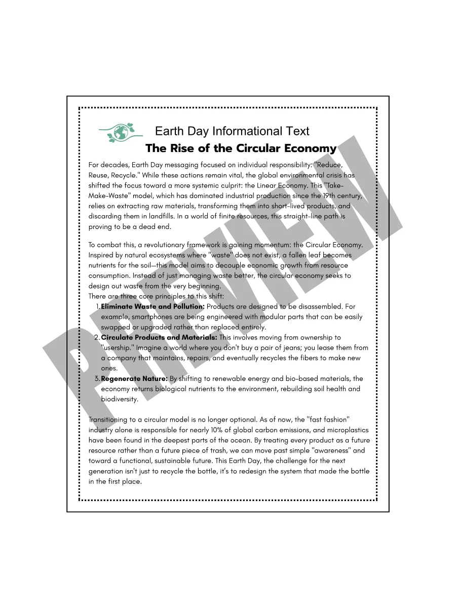 Earth Day Activity Pack Subwork High School 9th 10th 11th Grade product image (4)