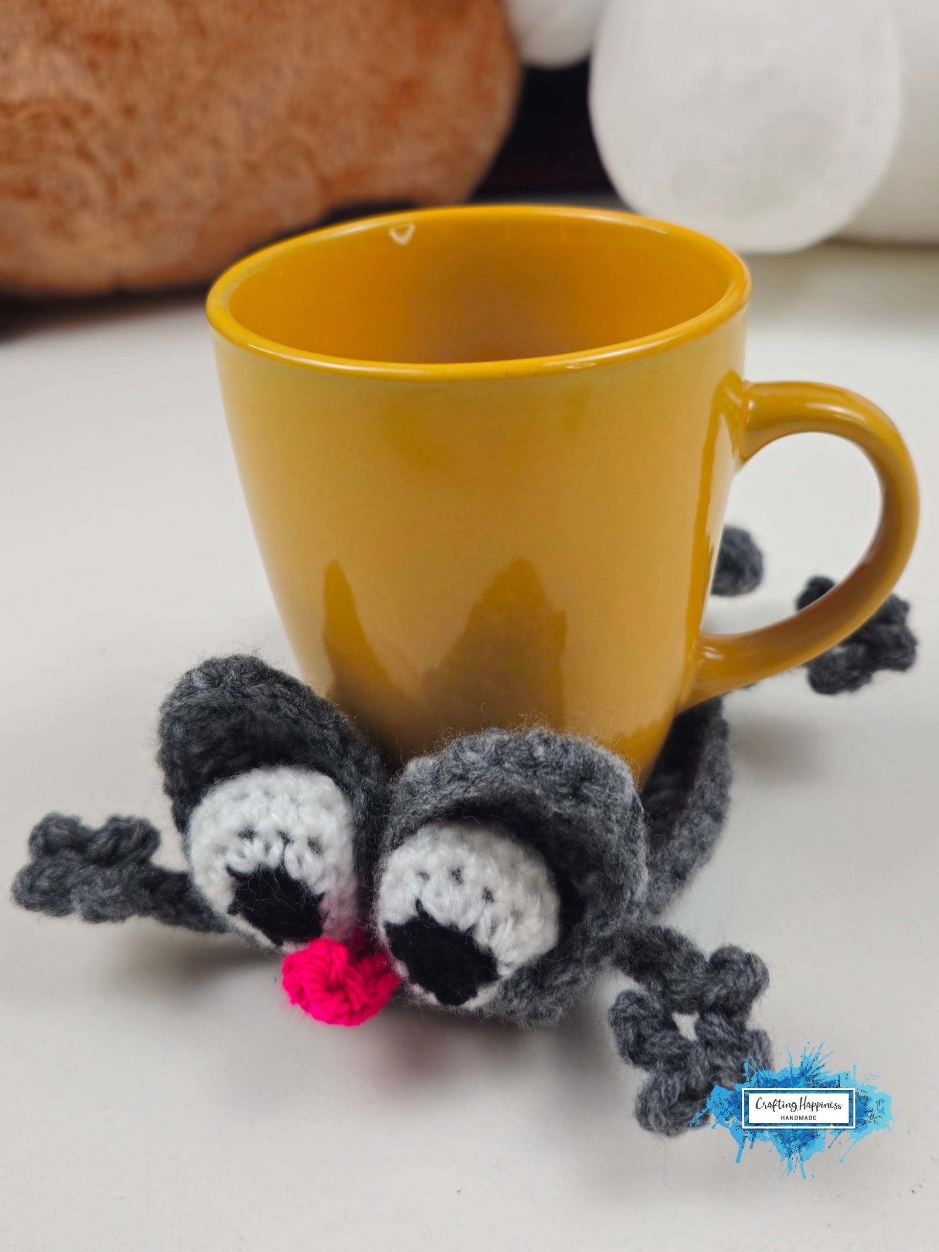 CROCHET PATTERN & VIDEO | Splat Cat Coaster | Funny Animal Mug Rug | Cute Feline Cup Mat | Funny Gift pdf product image (9)