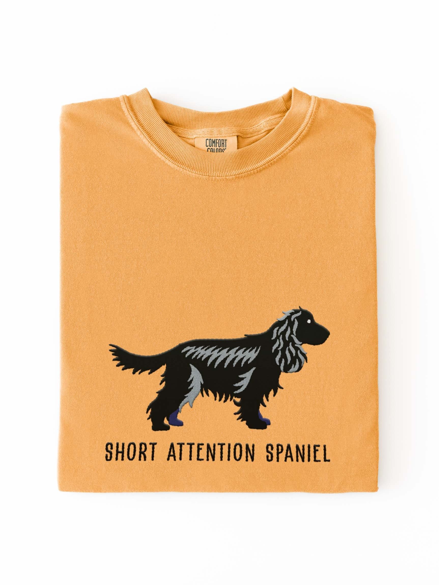 Short Attention Spaniel T-Shirt(Embroidered) of an English Cocker Spaniel(Black) product image (1)