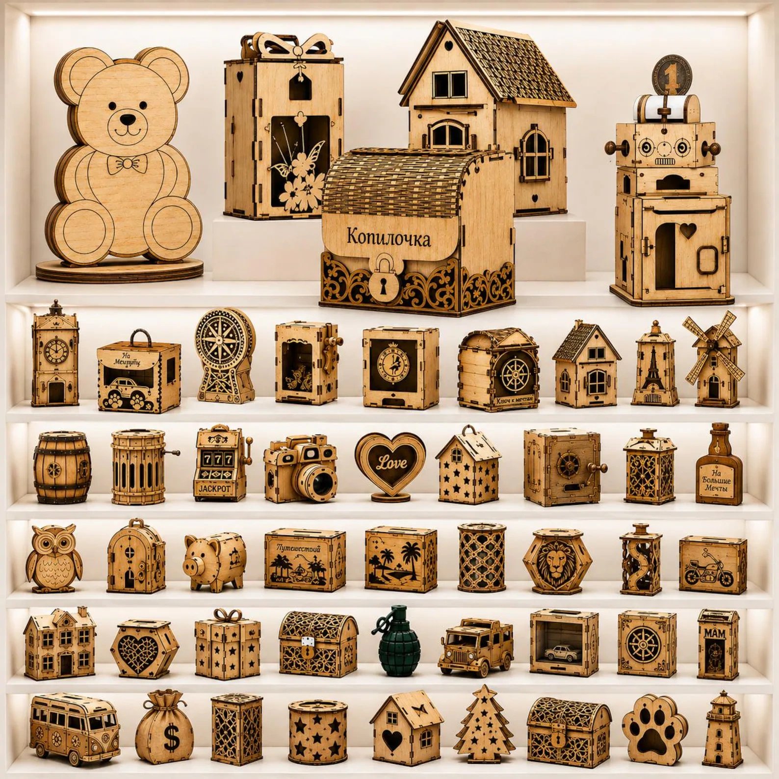 52+ Laser Cut Money Box Bundle | Piggy Bank & Coin Safe SVG, DXF, AI & CDR Files product image (2)