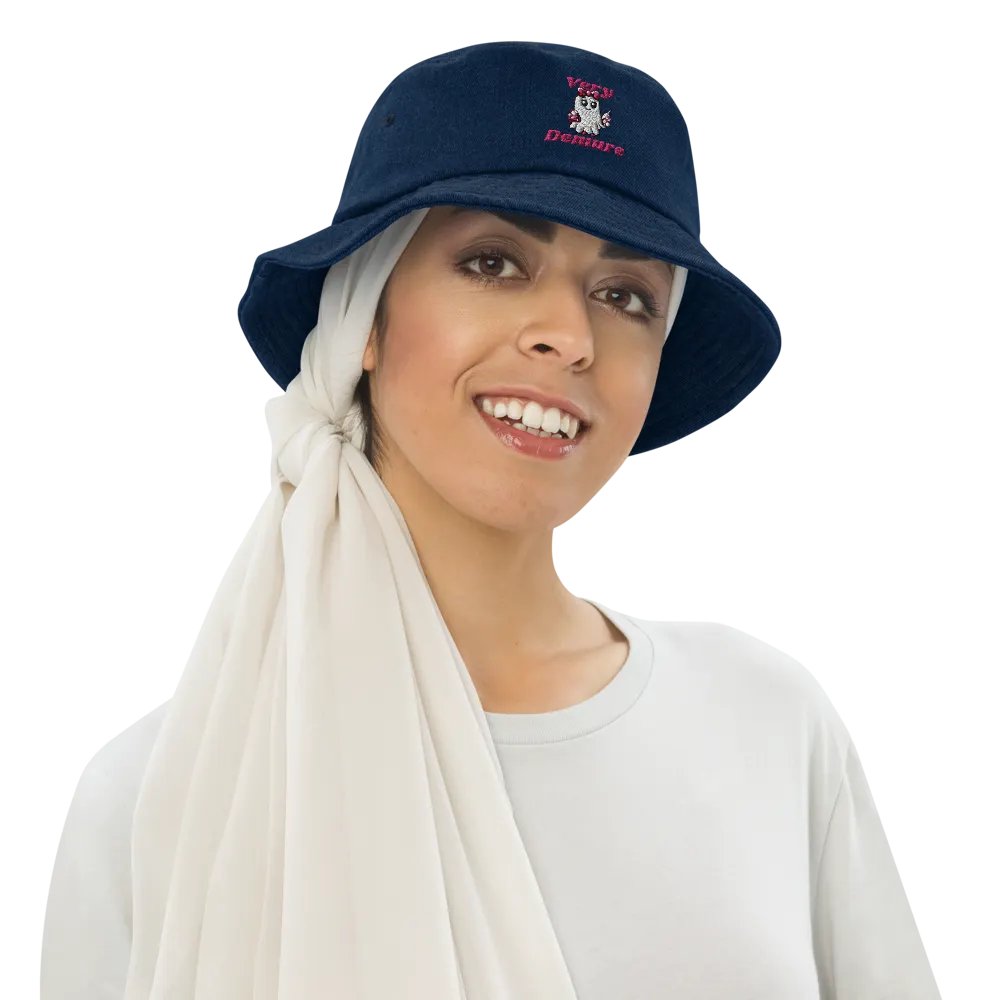 Very Demure Cute Ghost Embroidered Denim Bucket Hat product image (8)