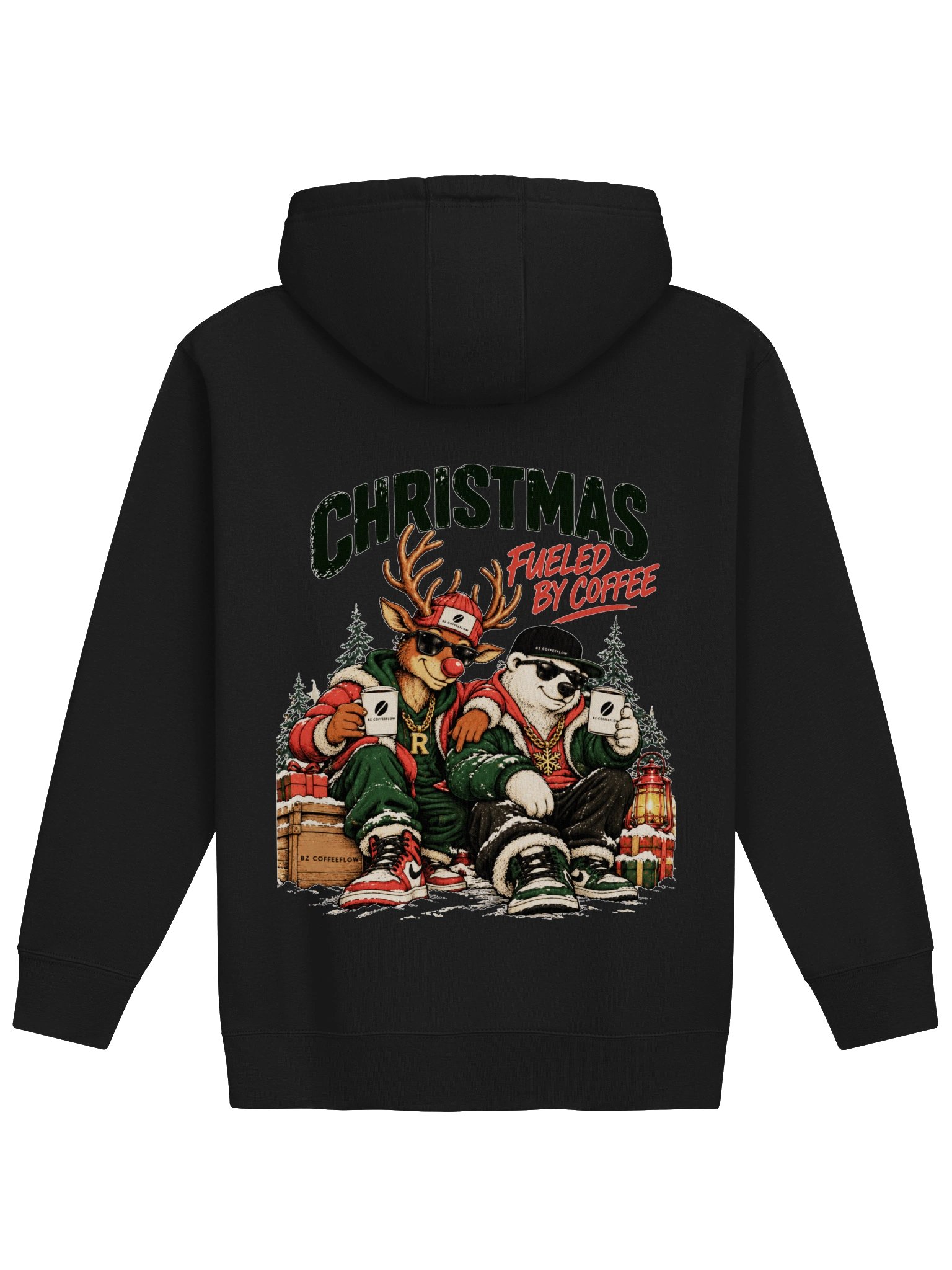 Christmas Fueled by Coffee – Reindeer & Bear Women’s Hoodie product image (18)