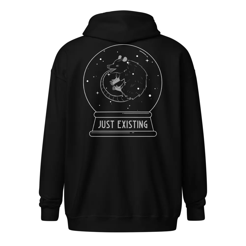 (2 sided) Just Existing zip hoodie product image (6)