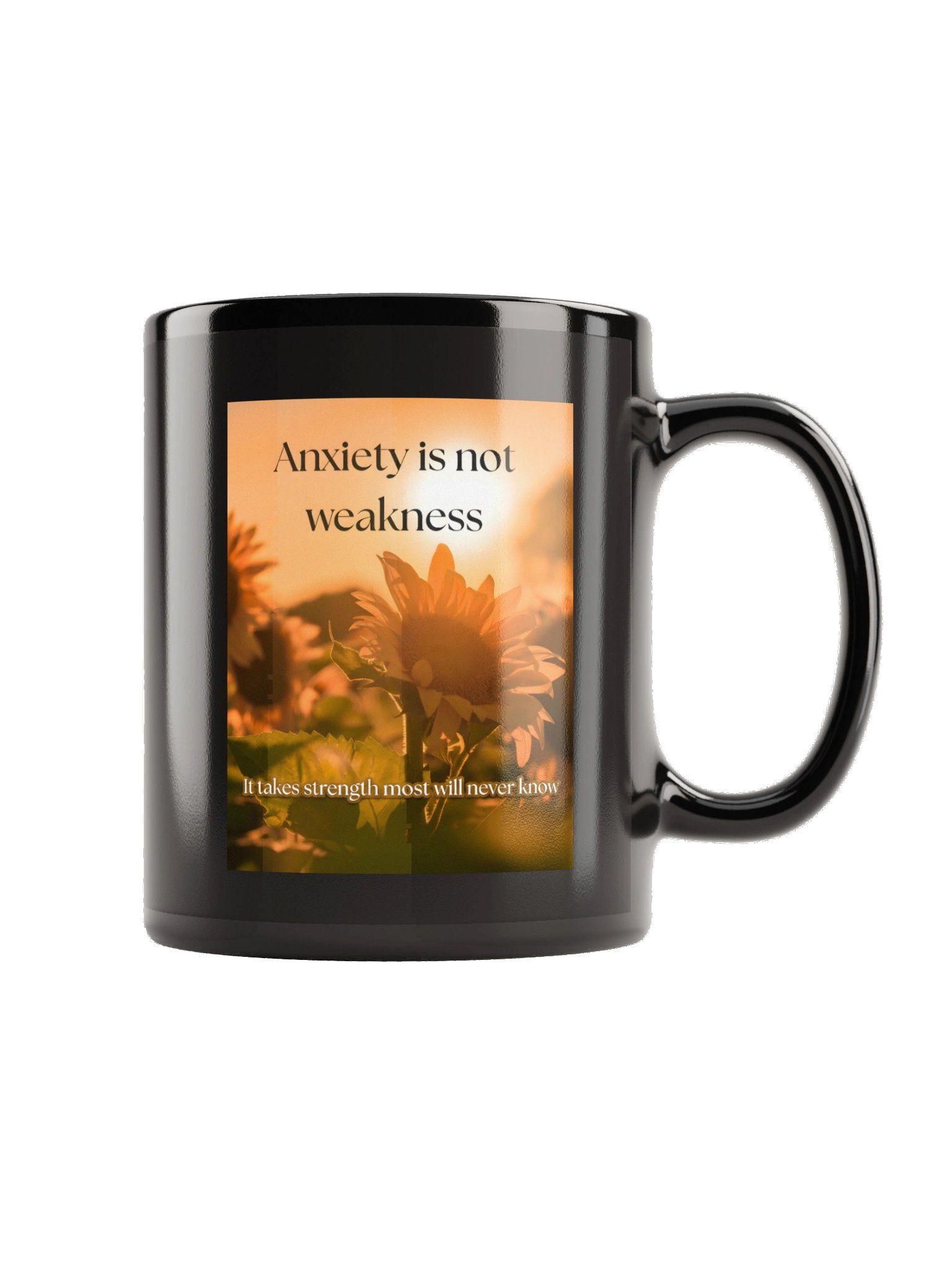 Mind Matter- Anxiety Takes Strength- Black Glossy Mug product image (5)