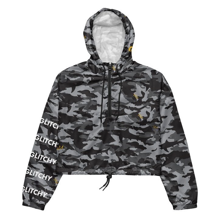 Sharkmoflauge Graffiti Grayscaled Crop Windbreaker product image (1)