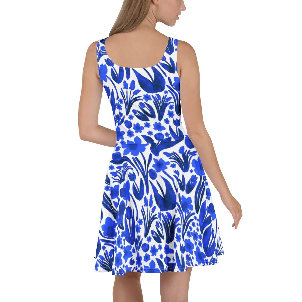 Spring Garden | Blue on White Skater Dress | Monique Faella Designs™ product image (8)