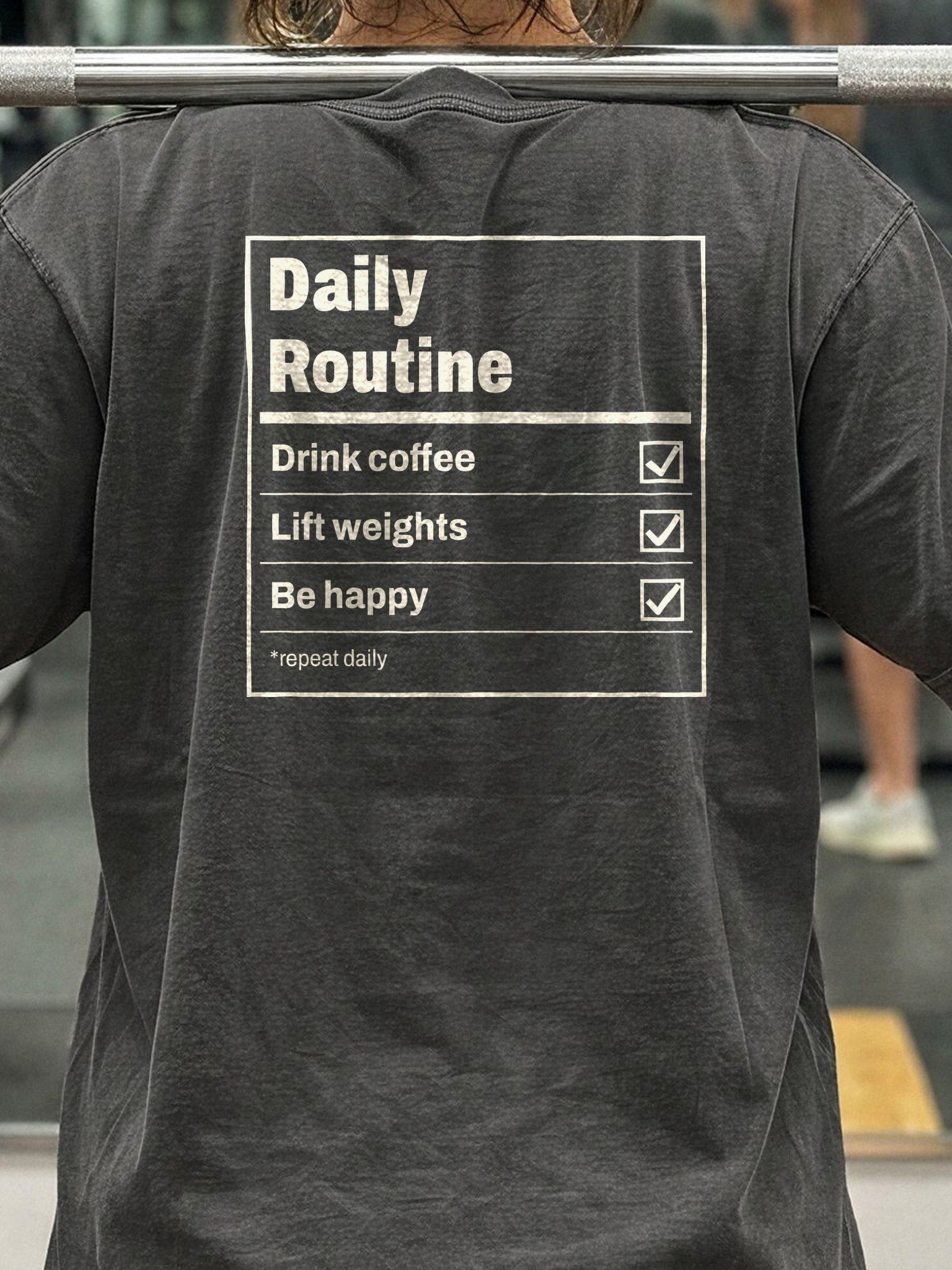 Drink Coffee, Lift Weights, Be Happy Oversized Gym Tee | Pump Cover product image (4)