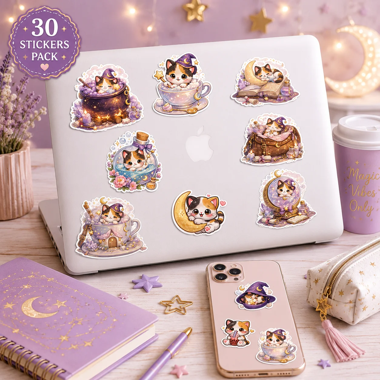 30 Kawaii Calico Kitten Stickers product image (3)