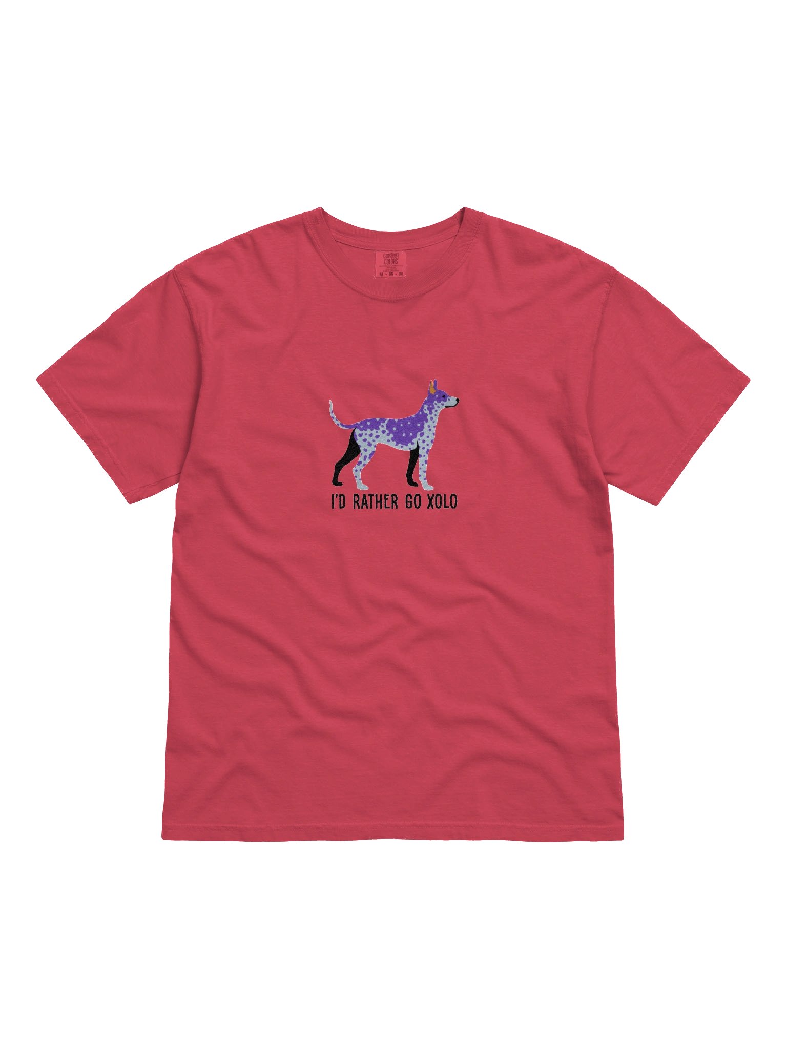 I'd Rather Go Xolo T-Shirt(Embroidered) of a Mexican Hairless Dog/Xoloitzcuintli(Gray) product image (4)