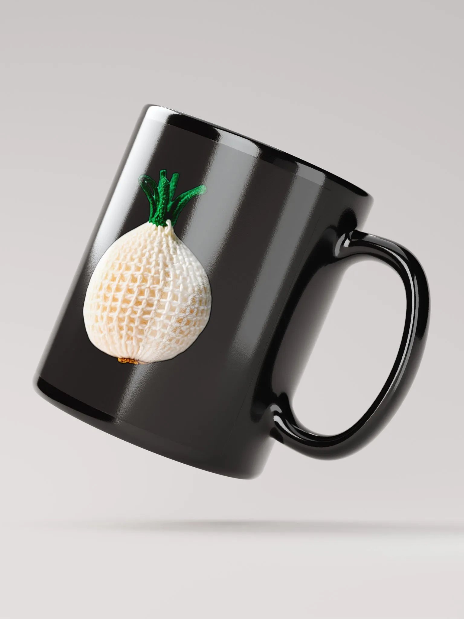 CozyAvocado Black Glossy Mug Crochet Onion #1 product image (2)