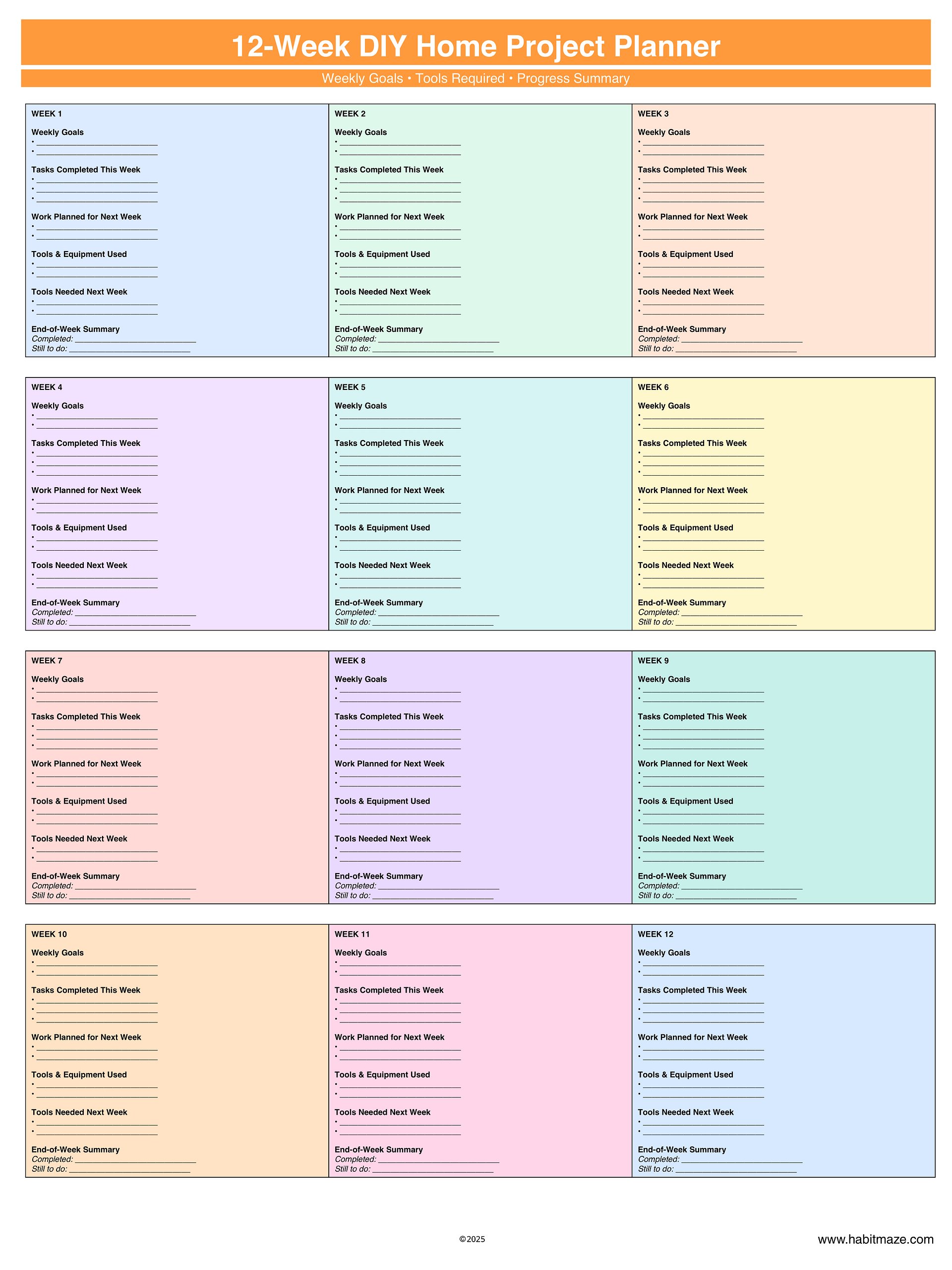 12 Week DIY Home Project Planner product image (1)