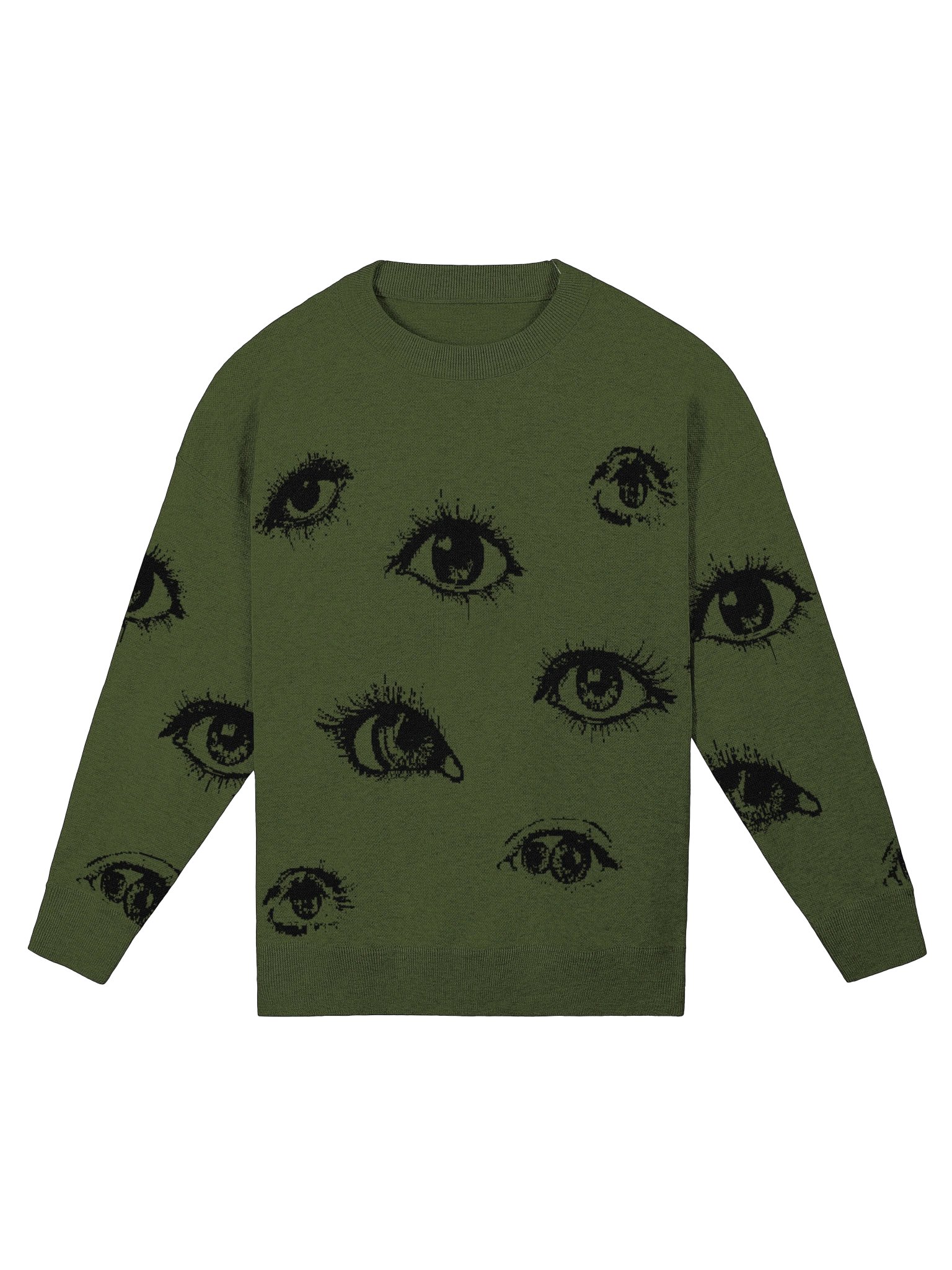 I see you - Relaxed Fit Crewneck Sweater in Olive product image (1)
