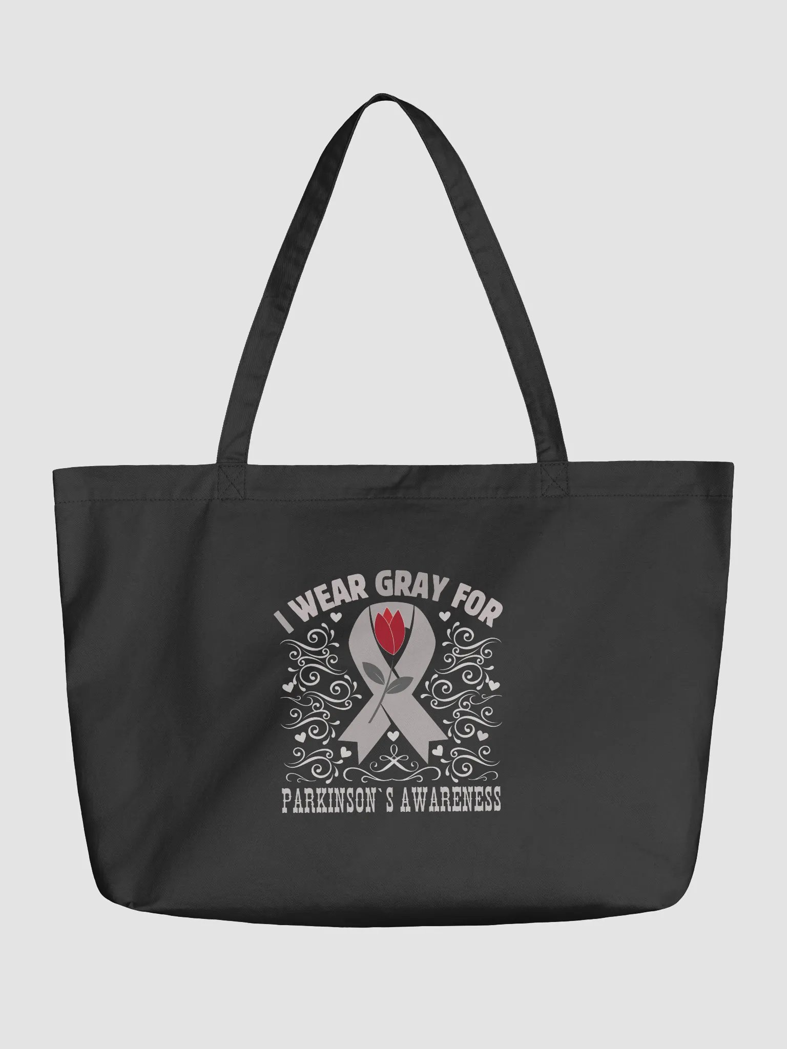 I Wear Gray For Parkinson`s Awareness, Flourish Eco Tote Bag product image (2)