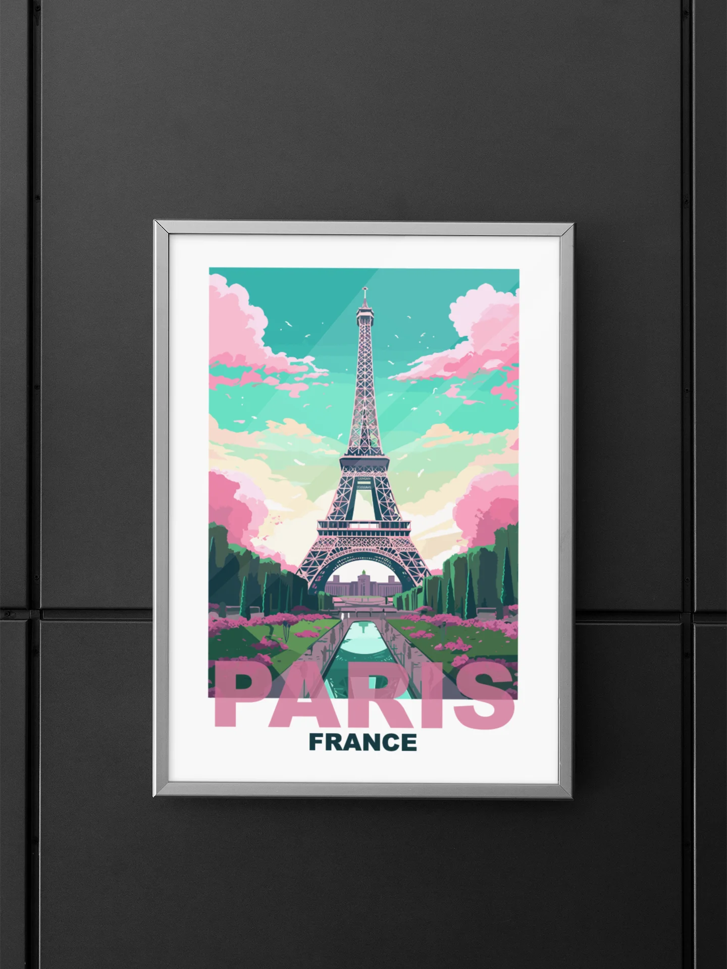Vibrant Eiffel Tower Art Print, Parisian Skyline at Sunset, Pastel Colors Paris France Poster, Romantic Travel Decor, Chic Wall Art product image (5)