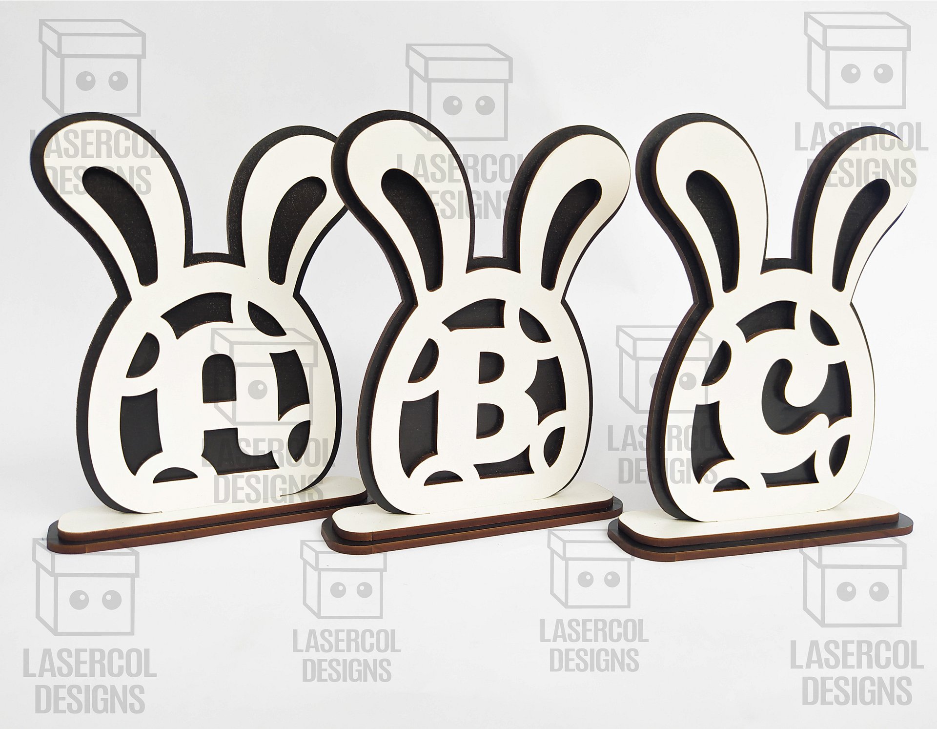 Easter Bunny Monogram Bundle (Set 1-2-3-4) - Laser Cut Files product image (10)
