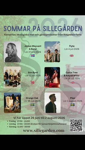 Vi har 6 offentliga konserter i sommar på @sillegarden Biljetter finns tillgängliga via länkarna i Sillegårdens Instagram-pro...