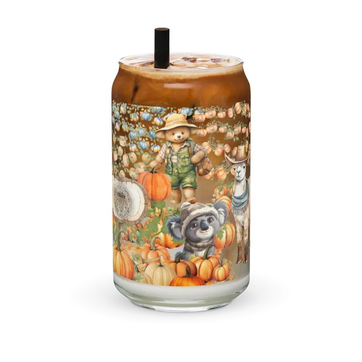 Witches Brew Coven: The Pumpkin Harvest Glass Can Tumbler | 16oz Fall-Themed Drinkware | Whimsical Animal Design product image (1)