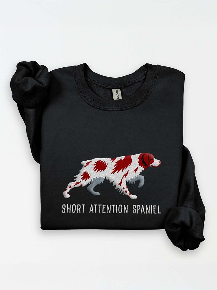 Short Attention Spaniel Sweatshirt (Embroidered) of a Brittany Spaniel(Liver) product image (1)