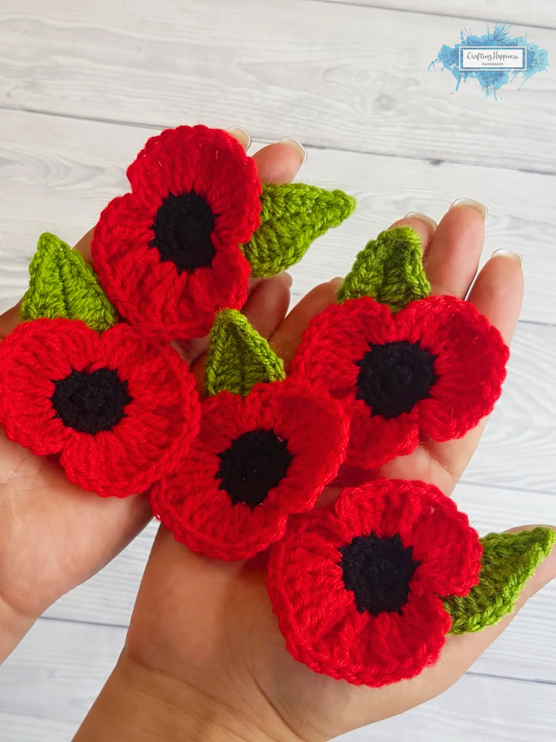 Crochet Poppy Flower Patterns Bundle | Brooch, Pin, Hair Tie (PDF Pattern) product image (2)