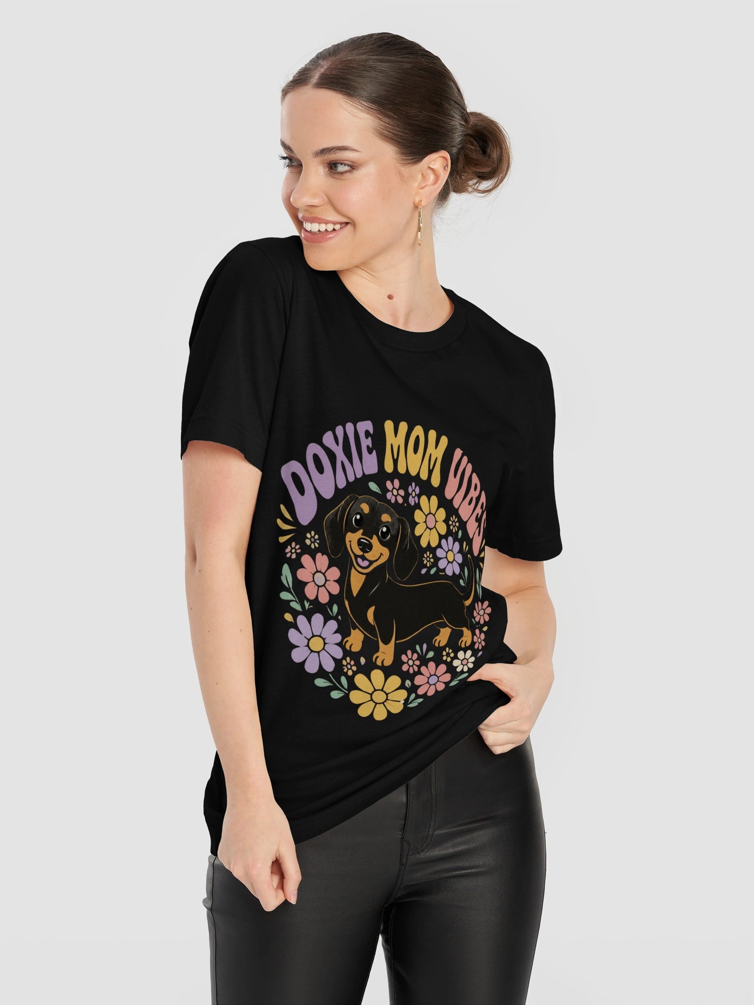 Groovy Doxie Mom Vibes Shirt | Retro Dachshund Tee product image (4)