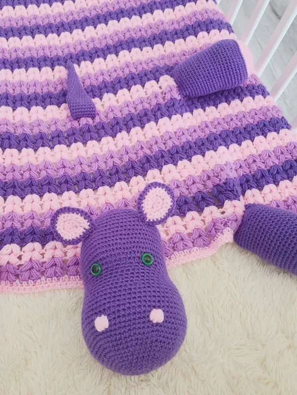Crochet Hippo Baby Blanket PATTERN - 3in1 Folding Toy PDF Pattern - Crafting Happiness product image (5)