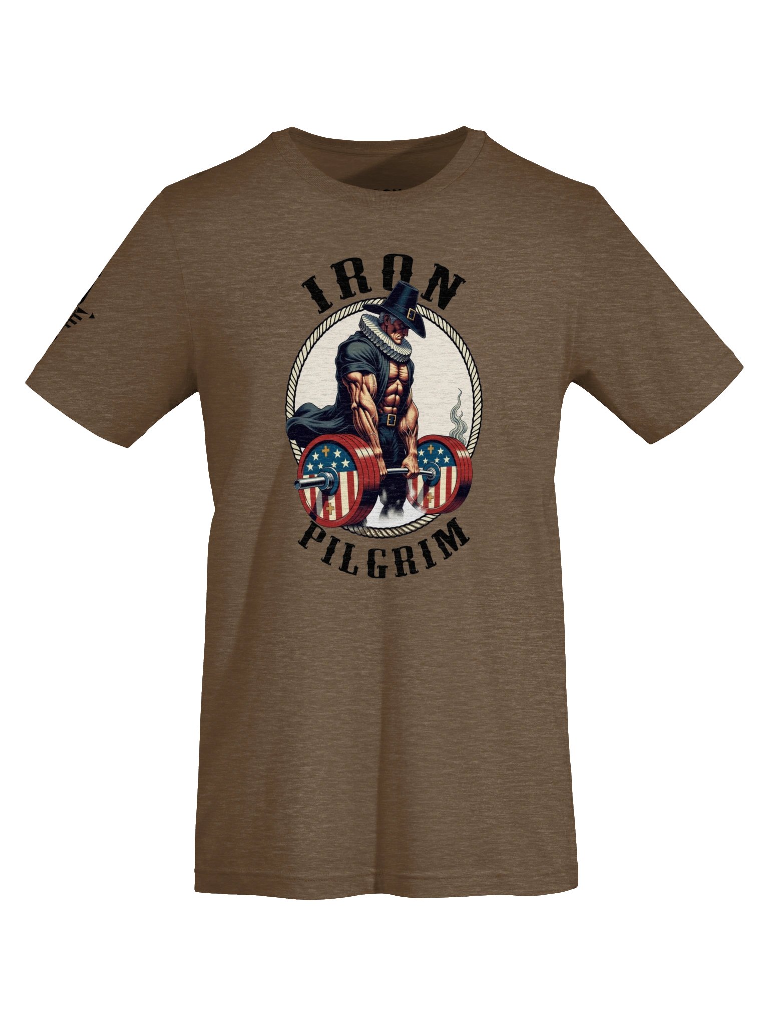 Iron Pilgrim Deadlift Badge T-Shirt – Muscular Pilgrim Lifting Weights Gym Tee product image (55)