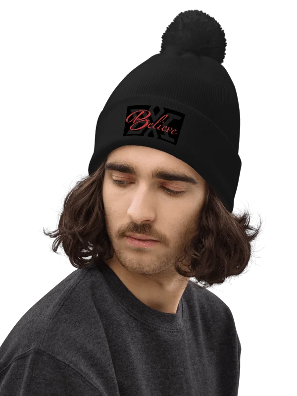 Cozy ‘Believe’ Holiday Pom Pom Beanie product image (3)
