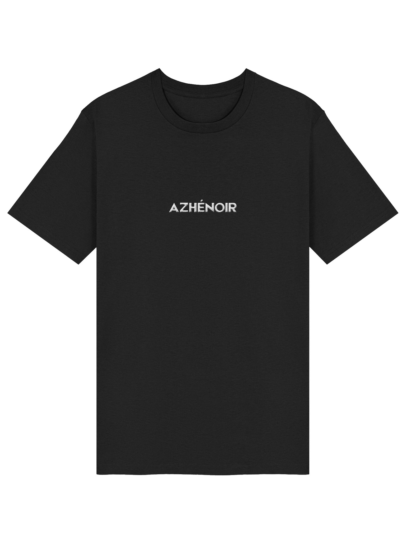 AZHÉNOIR Black Organic Cotton T-Shirt — Embroidered Center Logo product image (3)