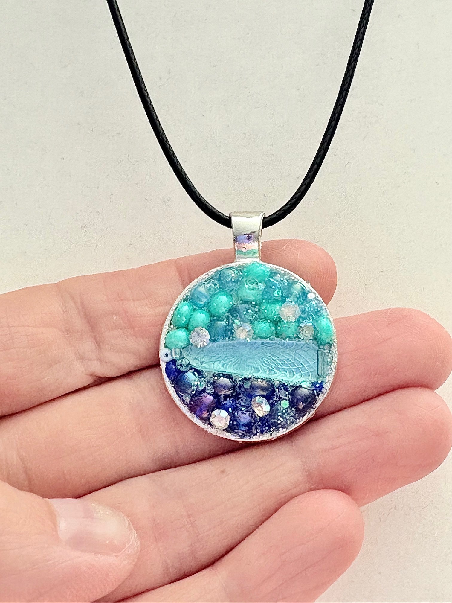 MFD-00013 | Horizon Sea Glass Pendant Necklace | Handmade Bead & Sea Glass Art | Coastal Charm Jewelry by Monique Faella Designs™ product image (2)
