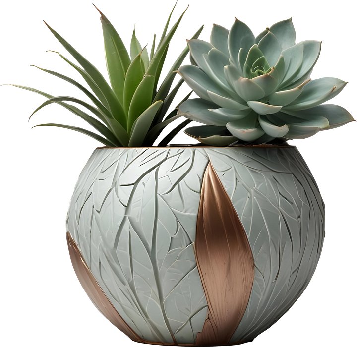 Gatsby Grace – Leaf Motif Succulent Vase PNG product image (1)