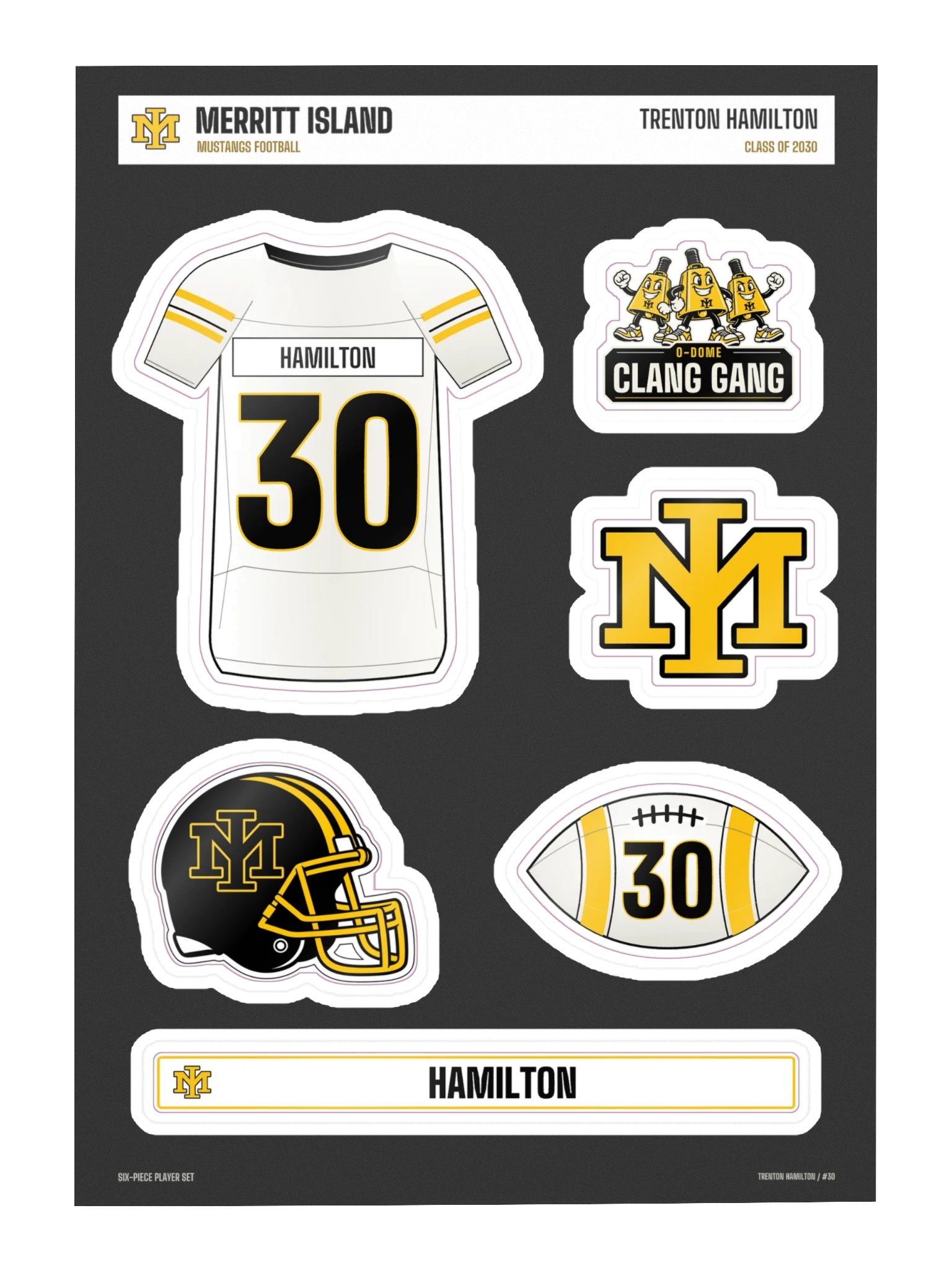 Trenton Hamilton #30 — Mustangs Sticker Sheet product image (3)