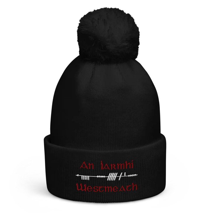 Westmeath/An Iarmhí Scholastic style Ogham embroidered Pom-Pom Beanie product image (1)