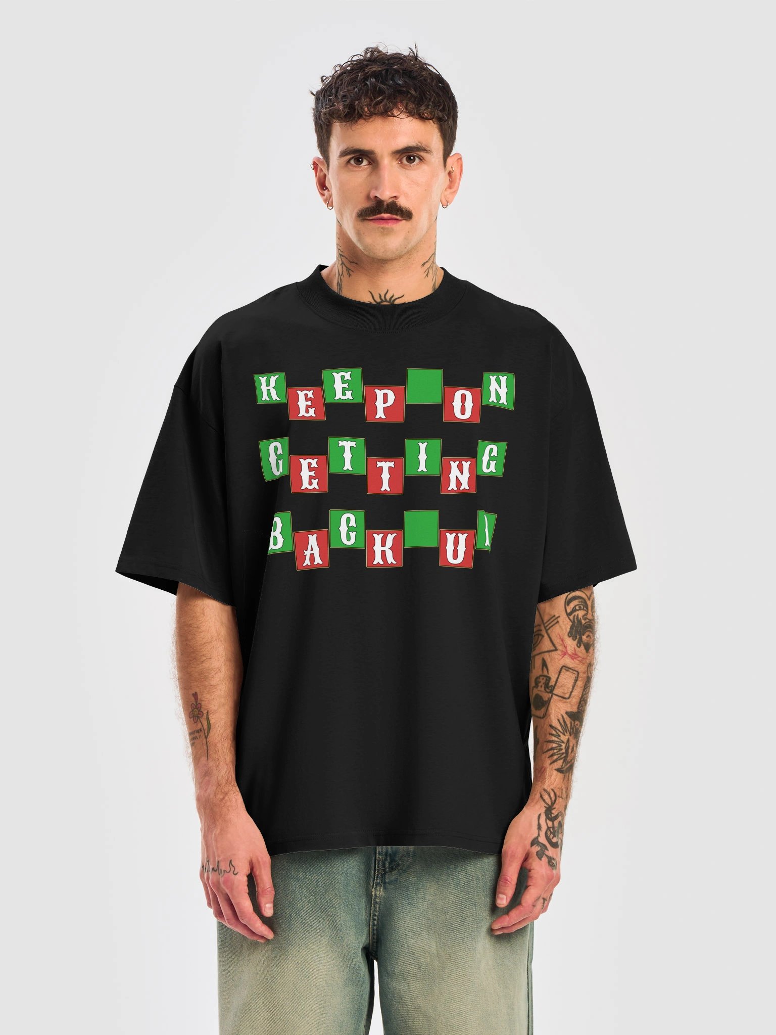 Keep On Getting Back Up Resilience Unisex Organic Cotton Oversized Graphic T-shirt product image (5)