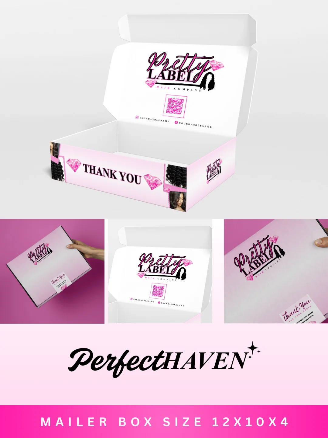 Pretty Label Hair Company Theme Branding Set - Easy Edit in Canva product image (3)