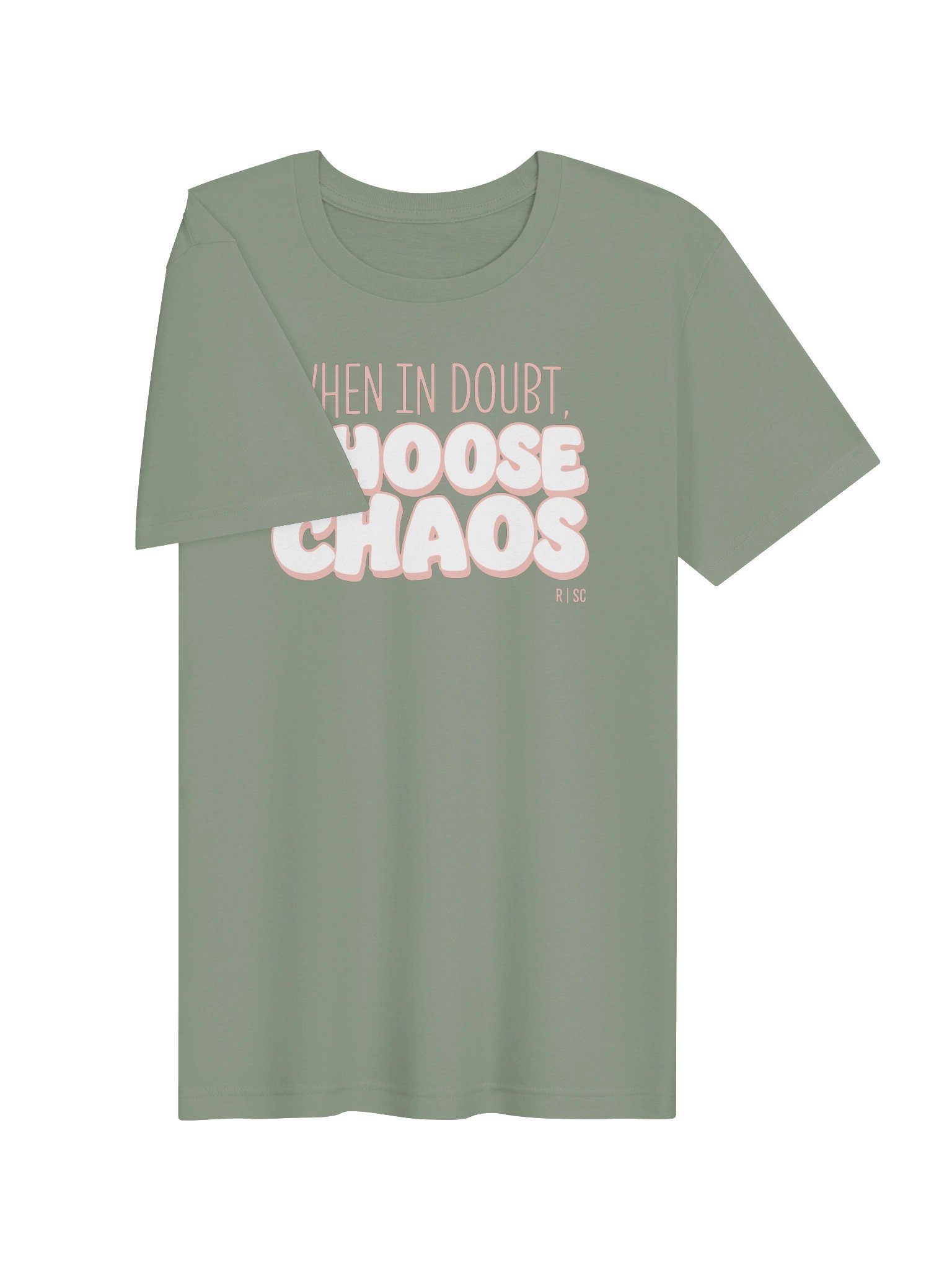 When in Doubt Choose Chaos T-shirt (Pink & White) product image (3)